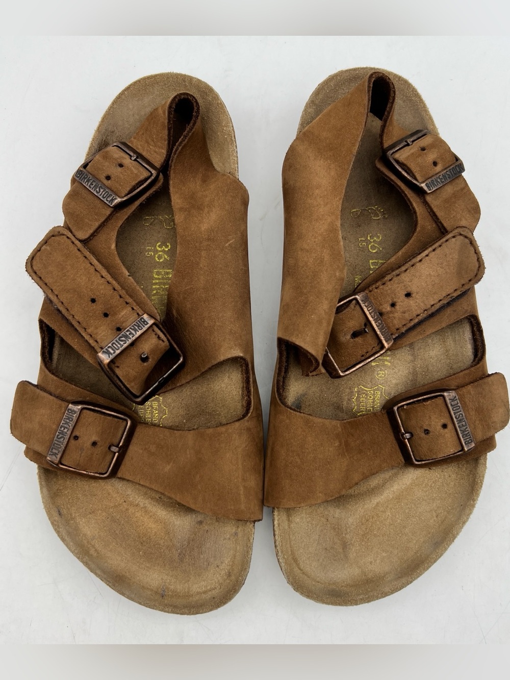 Birkenstock Milano Habana Brown Oiled Leather Sandals EU 36 Narrow US L5